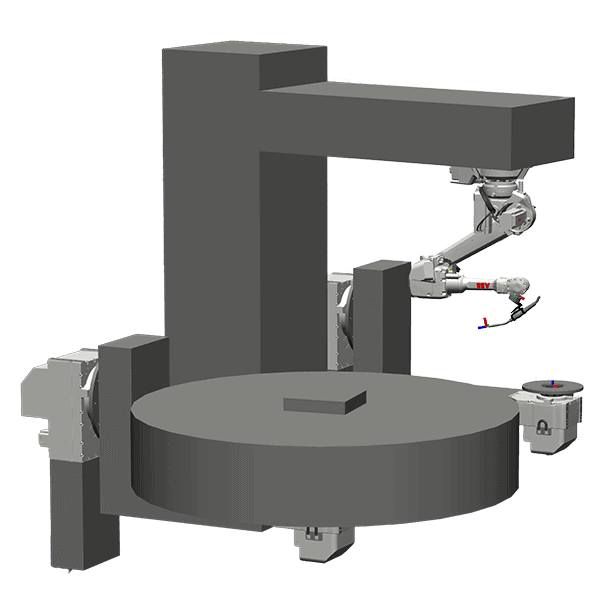 Svejseanlæg med ABB robot og to manipulatorer